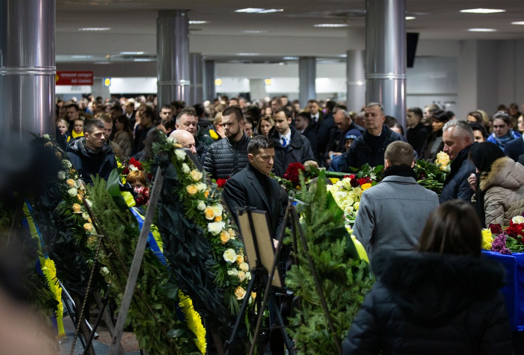 Families of victims of flight PS752 gather at Boryspil Airport.