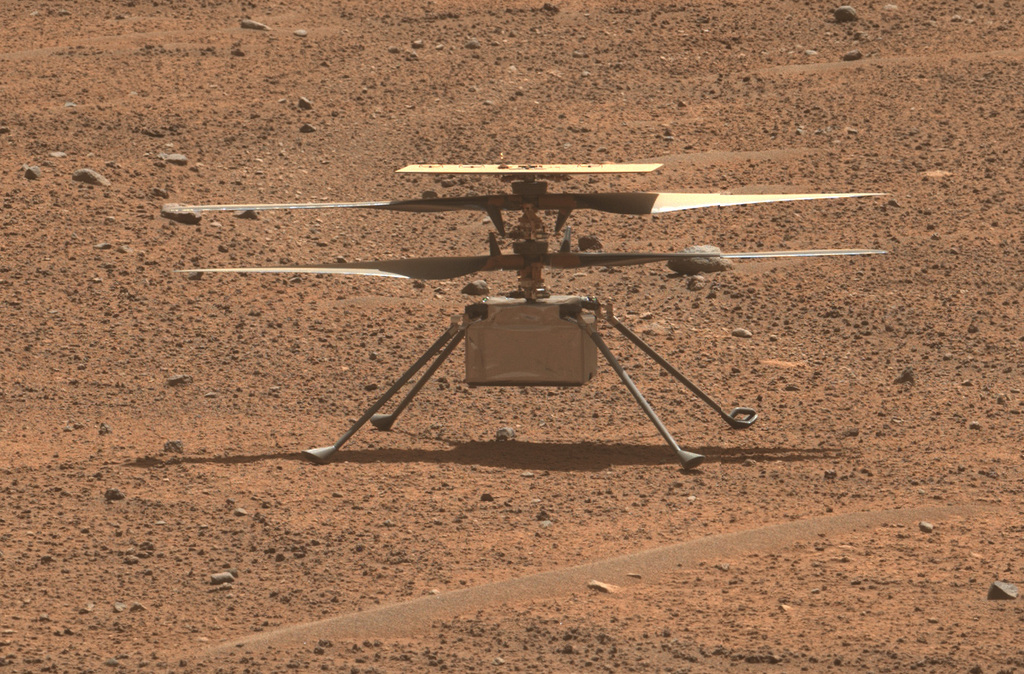 The NASA Ingenuity helicopter on Mars.